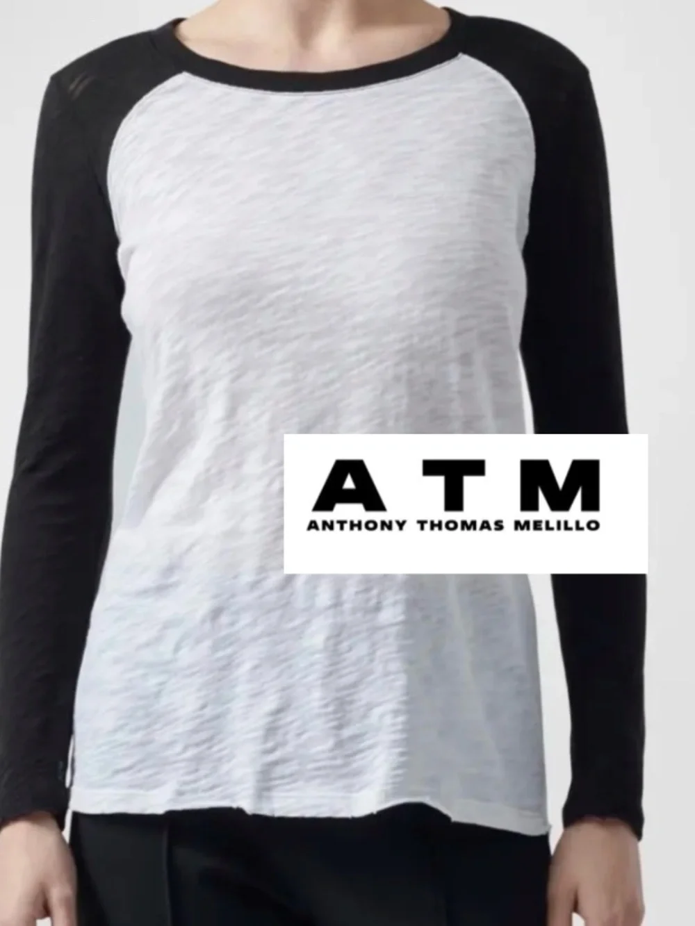 ATM Anthony Thomas Melillo White Slub Jersey,L, CB2780